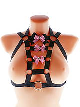 Spodná bielizeň - čierný postroj bielizeň pastel gothic postroj na telo body harness lingerie a8 (Bordová) - 10847236_