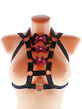 Spodná bielizeň - čierný postroj bielizeň pastel gothic postroj na telo body harness lingerie a8 (Bordová) - 10847237_