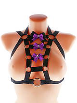 Spodná bielizeň - čierný postroj bielizeň pastel gothic postroj na telo body harness lingerie a8 (Bordová) - 10847240_