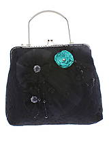 Kabelky - spoločenská dámska kabelka čipkovaná čierna, burleskní kabelka, gothic kabelka X5 (Modrá) - 10847689_