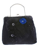 Kabelky - spoločenská dámska kabelka čipkovaná čierna, burleskní kabelka, gothic kabelka X5 (Modrá) - 10847690_