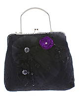Kabelky - spoločenská dámska kabelka čipkovaná čierna, burleskní kabelka, gothic kabelka X5 (Modrá) - 10847695_