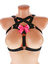 Spodná bielizeň - čierný postroj bielizeň pentagram gothic postroj na telo otvorená podprsenka body harness open bra T2 (Bordová) - 10847852_