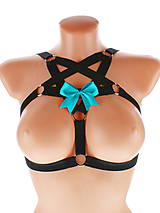 Spodná bielizeň - čierný postroj bielizeň pentagram gothic postroj na telo otvorená podprsenka body harness open bra T2 (Bordová) - 10847856_