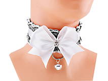 Náhrdelníky - Obojok čipkový, obojok saténový, kitten play collar, pet play collar, ddlg collar P2 (Oranžová) - 10847950_