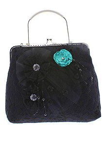 Kabelky - spoločenská dámska kabelka čipkovaná čierna, burleskní kabelka, gothic kabelka X2 - 10847629_
