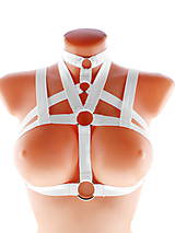 Spodná bielizeň - červený postroj bielizeň otvorená podprsenka pastel gothic postroj na telo body harness lingerie P2 - 10851300_