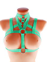 Spodná bielizeň - zelený postroj bielizeň otvorená podprsenka pastel gothic postroj na telo body harness lingerie P8 - 10851419_