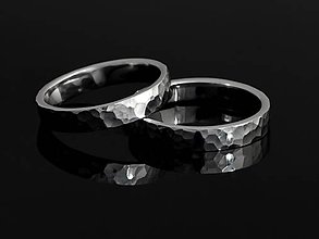 Prstene - Obrůčky s tepaným dekorem - 2 ks, AU 585/1000 - 10849540_