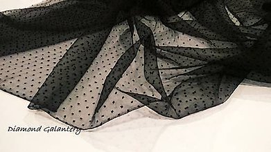 Textil - Tyl guličky biele - cena za 10 centimetrov (Tyl guličky čierne - cena za 10 centimetrov) - 10850344_
