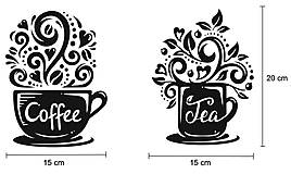 Dekorácie - Kuchynské nálepky na stenu - Čas na kávu a čaj (Tmavo ružová) - 10850367_