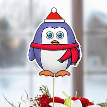 Dekorácie - Tučniak - zápich na tortu (vianočný) - 10849234_