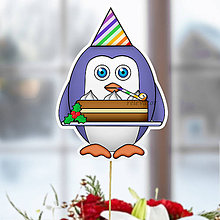 Dekorácie - Tučniak - zápich na tortu (on a vianočná torta) - 10849238_