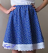 Sukne - dámska sukňa s madeirou "modrotlač" - 10853671_