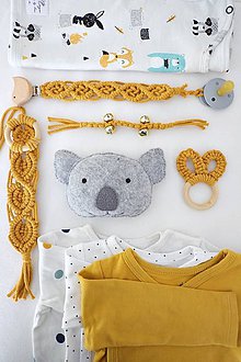 Detské doplnky - macramé set pre bábätko "mustard - 10853753_