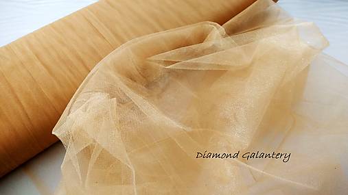 Textil - Tyl s leskom - hnedo zlatá - 10856628_