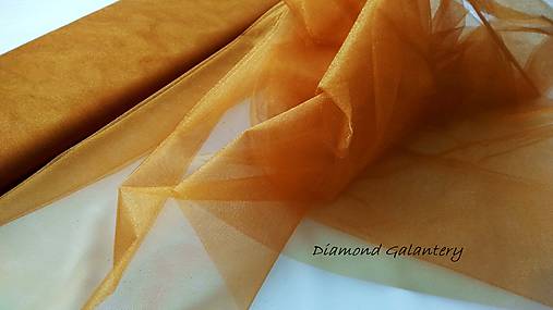Textil - Tyl s leskom - hnedo zlatá (Medená) - 10856633_