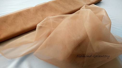 Textil - Tyl s leskom - hnedo zlatá (Kapučíno) - 10856638_