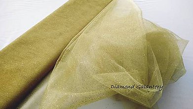 Textil - Tyl s leskom - hnedo zlatá (Zlatá) - 10856639_
