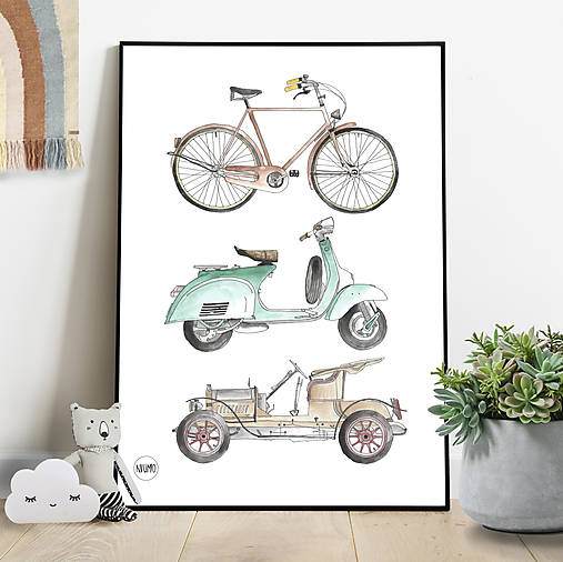 Kresby - Art Print - dopravné prostriedky - 10856177_