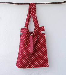 Nákupné tašky - Eko nakupovačka FILKI skladacia (červená s bielymi bodkami) - 10855223_