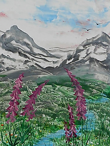 Obrazy - Maľované žehličkou - Fialové kvety A3 - 10859547_