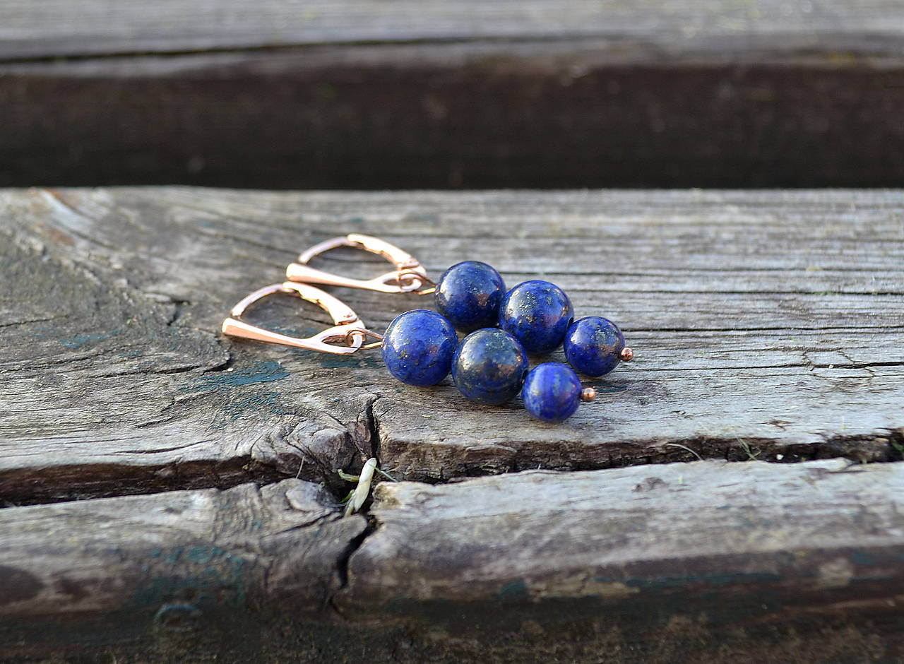 Pozlátené Ag náušnice Lapis Lazuli