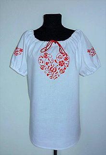 Topy, tričká, tielka - Ručne vyšívaná dámska blúzka - 10858355_