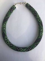 Náhrdelníky - Čierno-zeleno-strieborný náhrdelník - 10863005_
