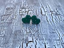 Náušnice - maľované bodkované srdiečka (PiDi smaragdovo zelené) - 10861224_