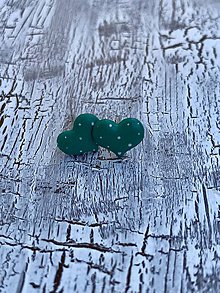 Náušnice - maľované bodkované srdiečka (PiDi smaragdovo zelené) - 10861225_