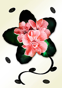 Grafika - Kvety v kvete (päť lupeňov) (jahodová pena) - 10862291_