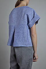 Topy, tričká, tielka - ľanový top MAYA modrý - zľava - 10866033_