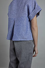Topy, tričká, tielka - ľanový top MAYA modrý - zľava - 10866035_