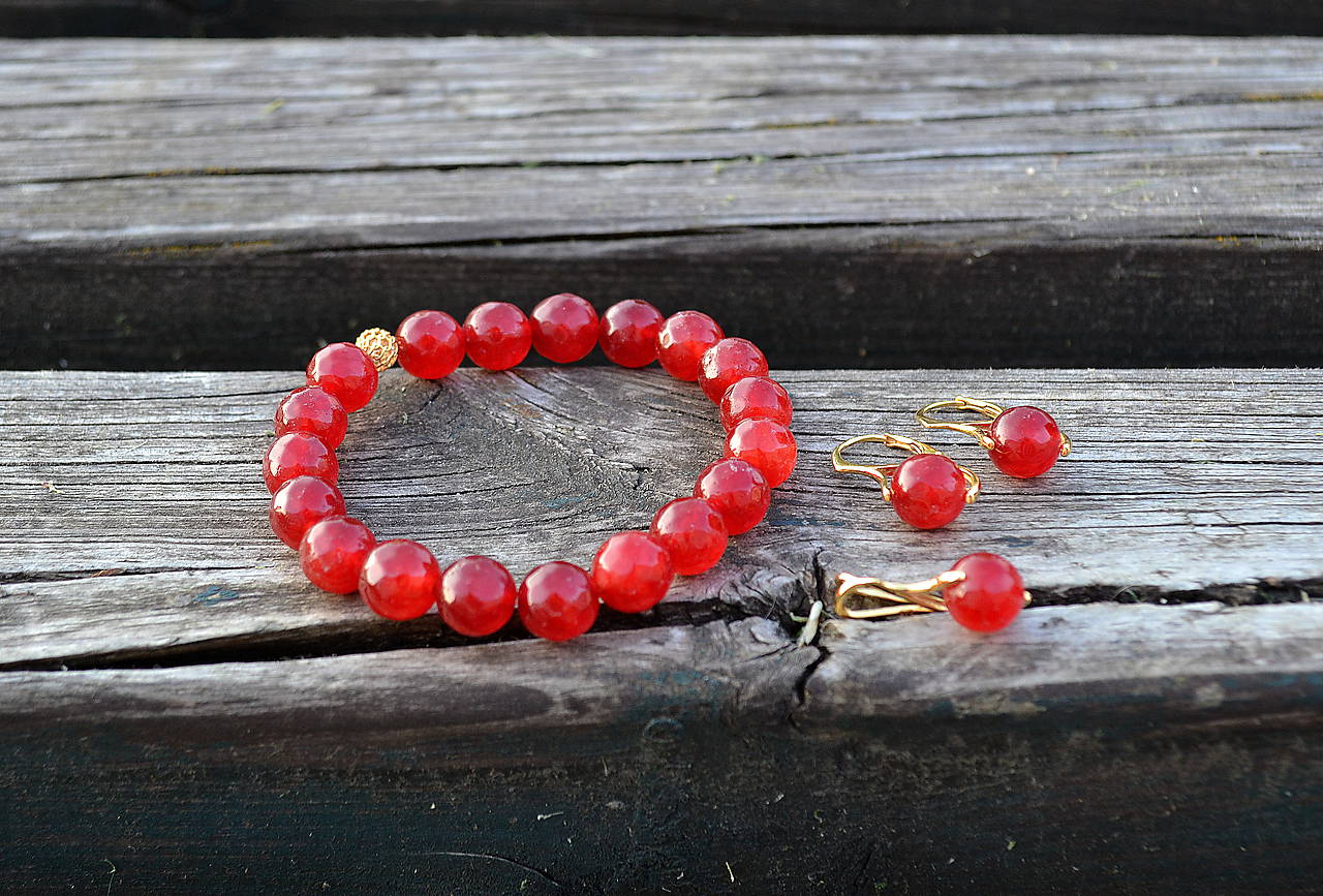 Pozlátená sada zo striebra Jadeit