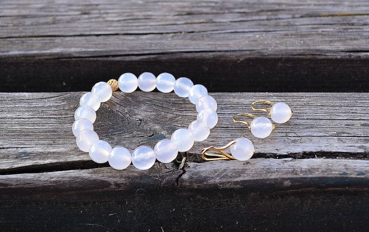 Pozlátená sada zo striebra Jadeit