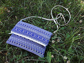 Veľké tašky - Tašky s folk motīvom (Cross body 35×28×22 cm - Modrá) - 10869695_