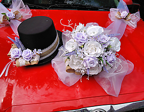 Dekorácie - Sada na auto pro nevěstu a ženicha - 10869411_