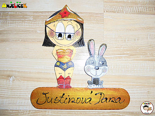 Tabuľky - Menovka - wonder woman a zajac - 10870957_