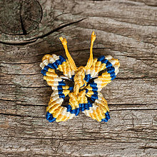 Brošne - Výpredaj - Brošňa makramé motýľ (1 - modrá, žltá) - 10868922_
