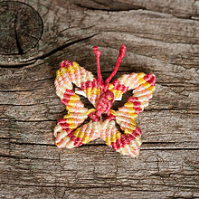Brošne - Výpredaj - Brošňa makramé motýľ (4 - ružová, žltá) - 10868968_