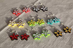 Náušnice - Kvetinky - visiace náušnice z papiera (rôzne farby) - 10870549_