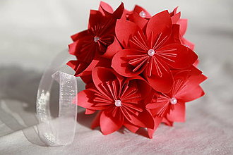 Kytice pre nevestu - Guľa z papierových kvetov (rôzne farby) - 10870901_
