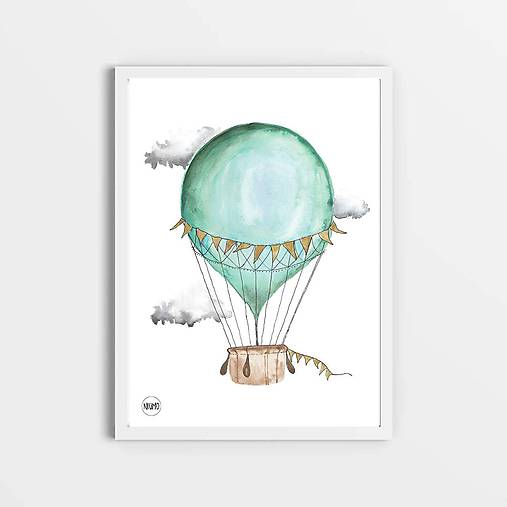 Kresby - Art Print - mentolový balón - 10870836_