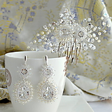 Sady šperkov - Perlovo krištáľové svadobné náušnice s hrebienkom(Ag925) - 10873401_