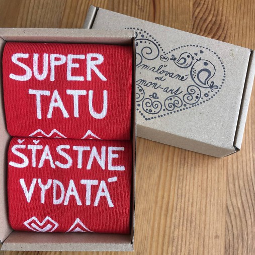 Maľované ponožky pre šťastne ženatého/naj tata vo folk štýle