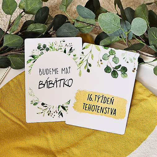 Papiernictvo - Tehotenske milnikove karticky GREENERY - 10878008_