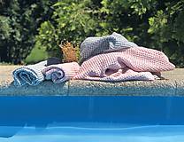 Úžitkový textil - Vaflový ľanový uterák (65x95cm - Ružová) - 10877178_