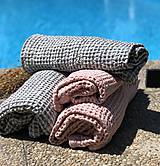Úžitkový textil - Vaflový ľanový uterák (65x95cm - Ružová) - 10877185_