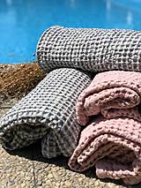 Úžitkový textil - Vaflový ľanový uterák (65x95cm - Ružová) - 10877192_